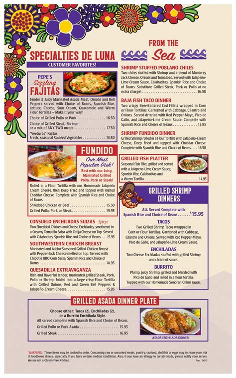 luna mexican restaurant menu